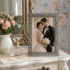 Sixtrees Adelaide Antique Vintage and Shabby Chic Style silver metal 4 x 6 inch photo frame with beads and crystals