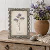 Sixtrees Adelaide Antique Vintage and Shabby Chic Style silver metal 4 x 6 inch photo frame with beads and crystals