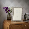 Sixtrees Adelaide Antique Vintage and Shabby Chic Style silver metal 4 x 6 inch photo frame with beads and crystals