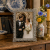 Sixtrees Adelaide Antique Vintage and Shabby Chic Style silver metal 4 x 6 inch photo frame with beads and crystals