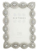 Sixtrees Cecilia Antique Vintage and Shabby Chic Style silver metal photo frame with beads and crystals for a 6" x 4" picture