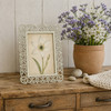 Sixtrees Sophia Antique Vintage and Shabby Chic Style silver metal and white enamel 4 x 6 inch photo frame with beads and crystals.