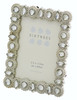 Sixtrees Maria Antique Vintage and Shabby Chic Style silver metal 2.5 x 3.5 inch photo frame with beads and crystals.