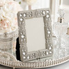 Sixtrees Maud Antique Vintage and Shabby Chic Style silver metal 2.5 x 3.5 inch photo frame with beads and crystals.