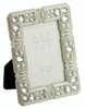 Sixtrees Maud Antique Vintage and Shabby Chic Style silver metal 2.5 x 3.5 inch photo frame with beads and crystals.