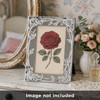 Polished silver plated Sixtrees photo frame with flowing rose stems, leaves and floral border