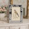 Decorative silver plated bird and floral photo frame for 4 x 6 inch pictures