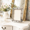 Sixtrees Alice Antique Vintage and Shabby Chic Style silver metal 4 x 6 inch photo frame with beads