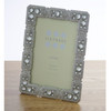 Sixtrees Maud Antique Vintage and Shabby Chic Style silver metal 4 x 6 inch photo frame with beads and crystals.