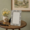Sixtrees Maud Antique Vintage and Shabby Chic Style silver metal 4 x 6 inch photo frame with beads and crystals.