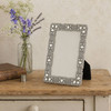 Sixtrees Maud Antique Vintage and Shabby Chic Style silver metal 4 x 6 inch photo frame with beads and crystals.