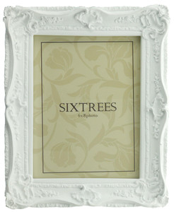 Sixtrees Chelsea 5-254-68 Shabby Chic Style Very Ornate Matt White 8x6 inch Photo Frame