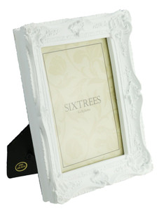 Sixtrees Chelsea 5-254-68 Shabby Chic Style Very Ornate Matt White 8x6 inch Photo Frame
