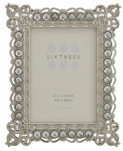 Sixtrees Adelaide Antique Shabby Chic beaded silver 3.5x2.5inch  photo frame.