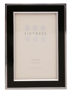 Abbey Black polished silver 4 x 6 inch photo frame with lacquered Black gloss metal insert.