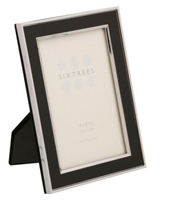 Abbey Black polished silver 4 x 6 inch photo frame with lacquered Black gloss metal insert.