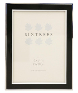 Sixtrees Abbey Black 2-101-68 Polished Silver photo frame with lacquered brushed metal insert for an 8 x 6 inch photo.