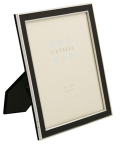 Sixtrees Abbey Black 2-101-80 Polished Silver photo frame with lacquered gloss black metal insert for a 10 x 8 inch photo.