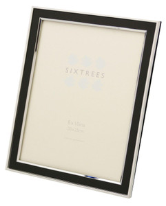 Sixtrees Abbey Black 2-101-80 Polished Silver photo frame with lacquered gloss black metal insert for a 10 x 8 inch photo.