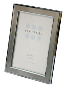 Sixtrees Abbey Pewter 2-102-57 Polished Silver photo frame with lacquered brushed pewter metal insert for a 7 x 5 inch photo.