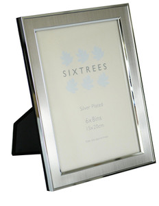 Sixtrees Abbey Pewter 2-102-68 Polished Silver 8x6 inch photo frame with lacquered brushed pewter metal insert (8" x 6" 203mm x 152mm).