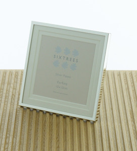 Sixtrees Park Lane 2-653-44 Silver Plated Photo Frame  4 x 4 inch With Soft white double mount
