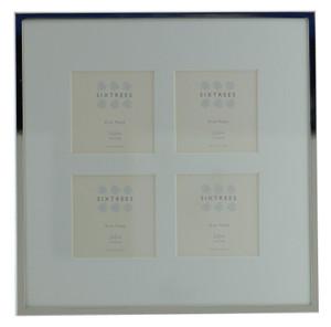 Sixtrees Park Lane 2-653-4C Silver Plated Four Aperture Photo Frame for four 2x2 inch Pictures with Soft White Mount.