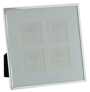 Sixtrees Park Lane 2-653-4C Silver Plated Four Aperture Photo Frame for four 2x2 inch Pictures with Soft White Mount.
