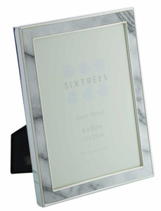 Sixtrees Georgette 2-686-68 Silver Plated Photo Frame with Grey Marble effect insert for an 8" x 6" Picture.