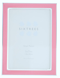 Sixtrees Kew 2-692-57 7x5 inch Silver Plated and Bright Pink Enamel Photoframe.