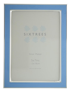 Sixtrees Kew 2-694-57 7x5 inch Silver Plated and Bright Blue Enamel Photoframe.