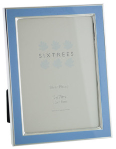 Sixtrees Kew 2-694-57 7x5 inch Silver Plated and Bright Blue Enamel Photoframe.