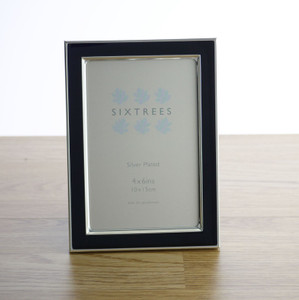 Sixtrees Kew 2-695-46 6x4 inch Silver Plated and Denim Blue Enamel Photoframe.