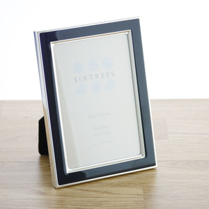 Sixtrees Kew 2-695-46 6x4 inch Silver Plated and Denim Blue Enamel Photoframe.