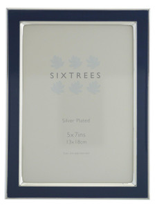 Sixtrees Kew 2-695-57 7x5 inch Silver Plated and Denim Blue Enamel Photoframe.