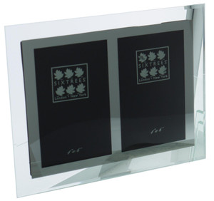 Sixtrees Stanbridge GM174-2 Bevelled Glass & Mirror Line Photo Frame for two 6" x 4" pictures.