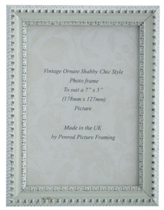  Salzburg Handmade Ornate Distressed White and Silver Shabby Chic 7x 5 inch Photo Frame.