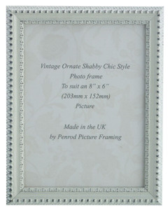 Salzburg Handmade Ornate Distressed White and Silver Shabby Chic 8x6 inch Photo Frame.