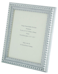 Salzburg Handmade Ornate Distressed White and Silver Shabby Chic 10x8 inch Photo Frame.