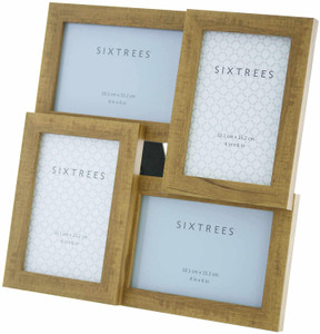 Sixtrees WD205-4C Twilight Oak Multi Aperture Photo Frame for Four 6x4 inch pictures.