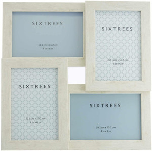 Sixtrees WD206-4C Laser White Multi Aperture Photo Frame for Four 6x4 inch pictures.