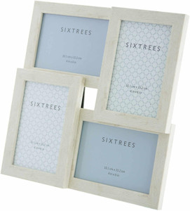 Sixtrees WD206-4C Laser White Multi Aperture Photo Frame for Four 6x4 inch pictures.