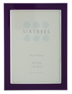 Sixtrees Kew 2-698-57 Silver Plated and Purple Enamel 7x5 inch Photoframe