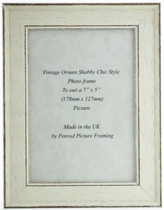 Siena White 7x5 inch  Handmade Shabby Chic  Photo Frame.