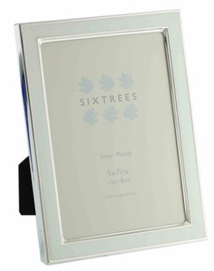 Sixtrees Kew 2-684-57 7x5 inch Silver Plated and White Enamel Photoframe.