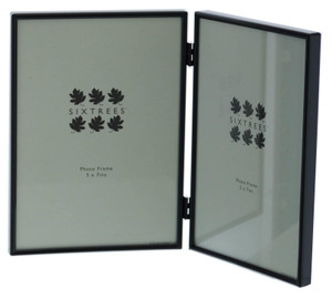 Sixtrees Cambourne 3-400-05 Black Metal Folding Photo Frame for two 7x5 inch  (178mm x 127mm) Pictures - Complete with microfibre polishing cloth.