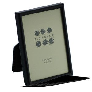 Sixtrees Cambourne 3-400-23 Satin Black Metal 3x2 inch Photo Frame - Complete with microfibre polishing cloth.