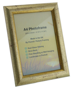 Avignon Gold Handmade A4 Certificate Photo Frame Distressed Crackle effect with gold highlights.