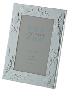 Sixtrees 6-339-46 Higgins Silver Plated 6x4 inch Photo Frame featuring birds.