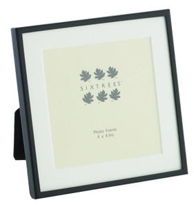 Sixtrees 2-853-44 Park Lane 4 x 4 inch Black Photo Frame with mount.